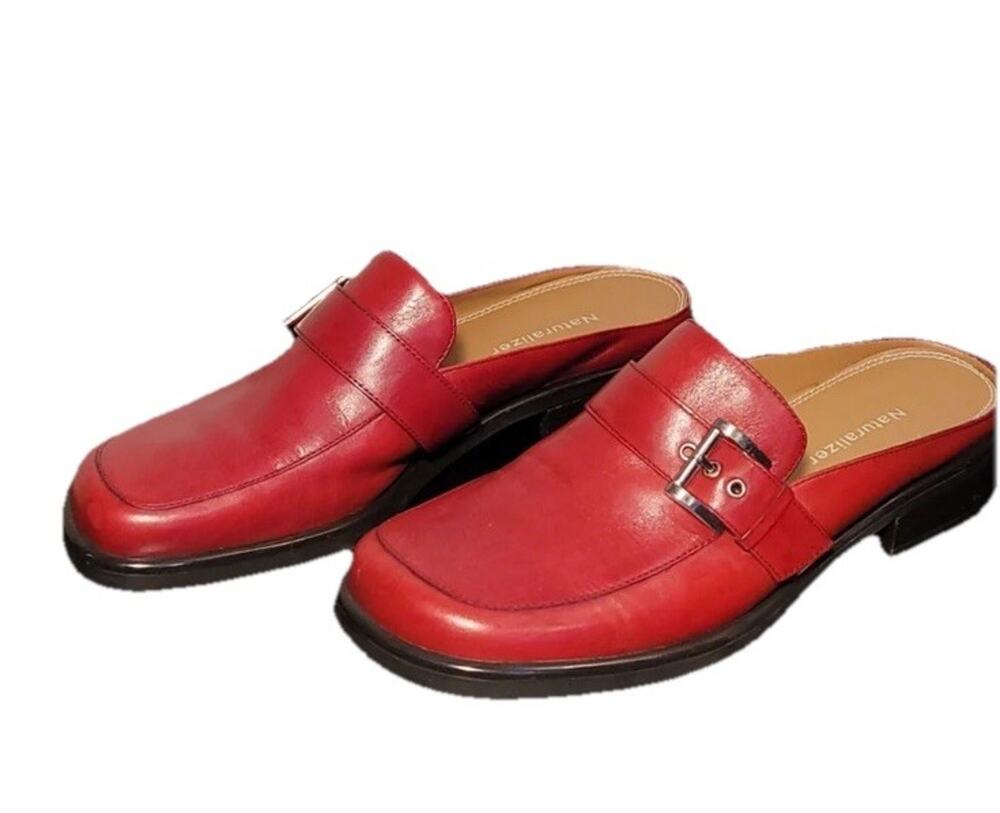 Naturalizer Red Soft Leather Mule Size 7.5 Slippers